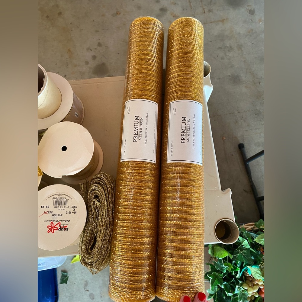 New In Package 2 Rolls of Hobby Lobby Premium Mesh Ribbon 21” X 30’